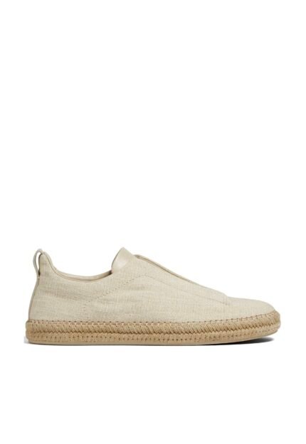 OFF WHITE LINEN AND LEATHER TRIPLE STITCH™ ESPADRILLES